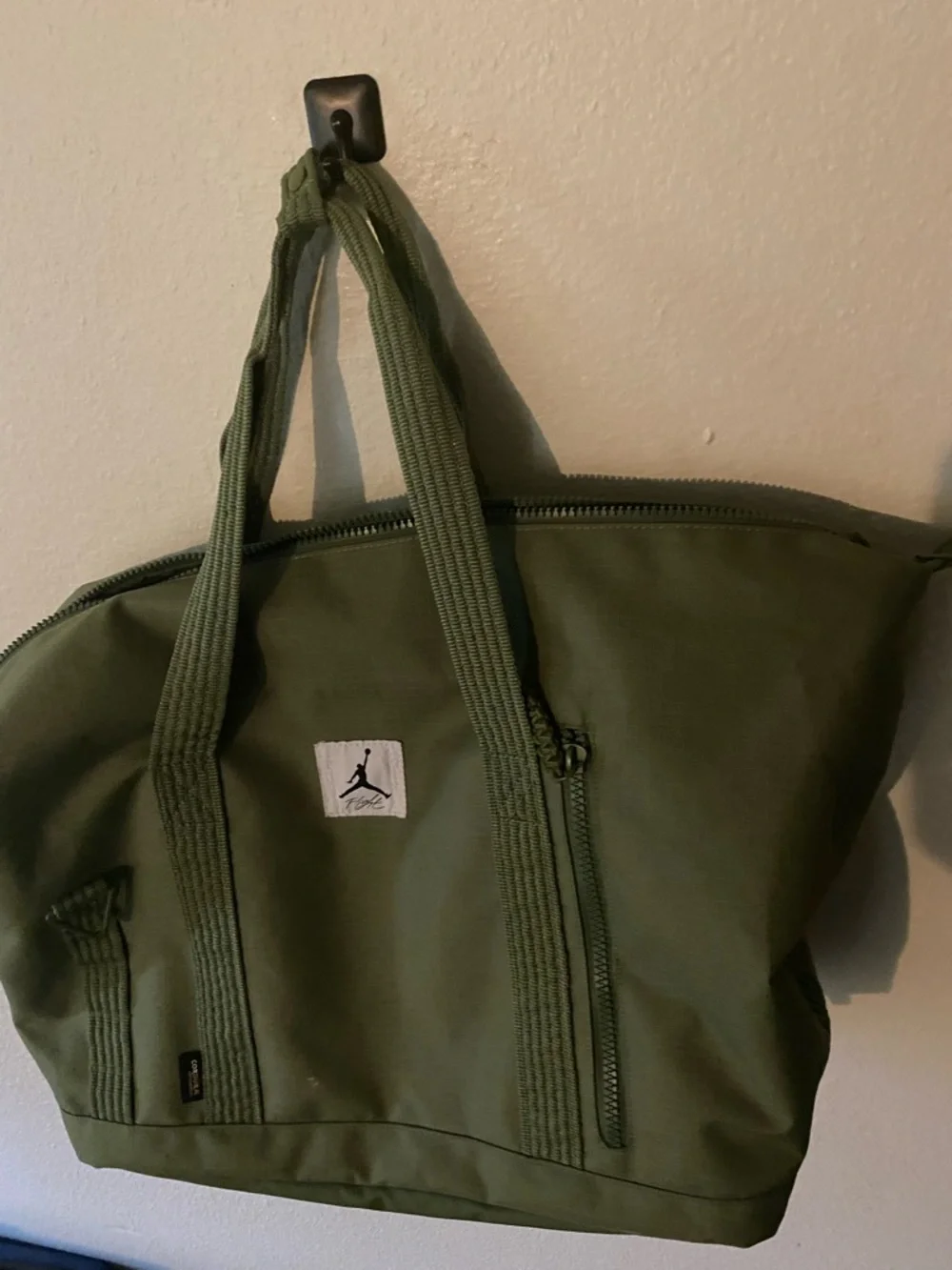 Jordan Olive Canvas Duffel Tote Bag - Green